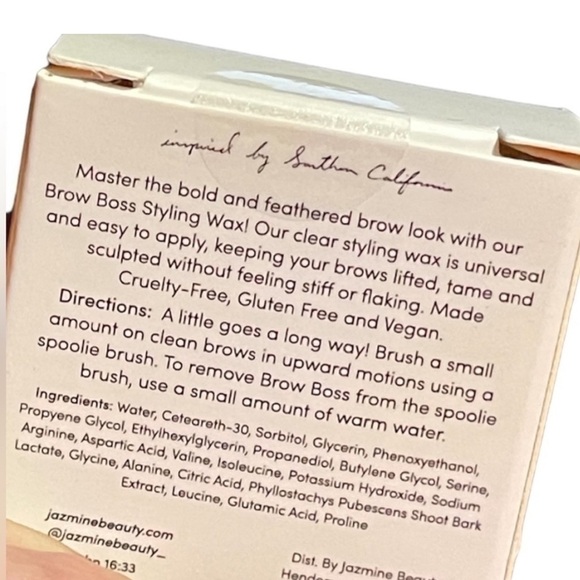 Jazmine Beauty Brow Boss Styling Wax 5 gram Feather Brows Brand New Sealed box - Picture 6 of 9